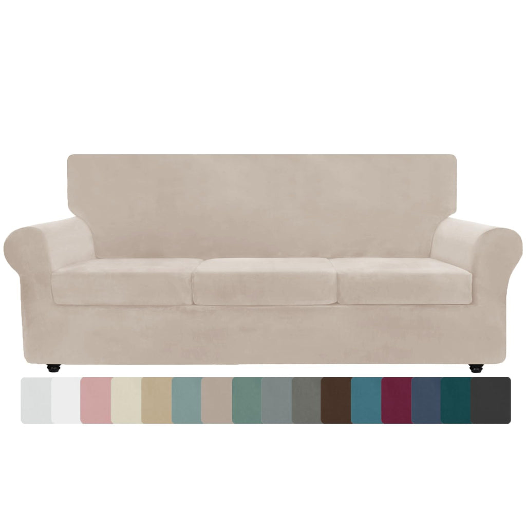 ZNSAYOTX 3-Piece Loveseat Slipcovers High Stretch Spandex Sofa Slip Cover Living Room Love Seat Couch Covers for 2 Cushion Couch Jacquard Small Checks Furniture Protector (Dark Grey, Loveseat)