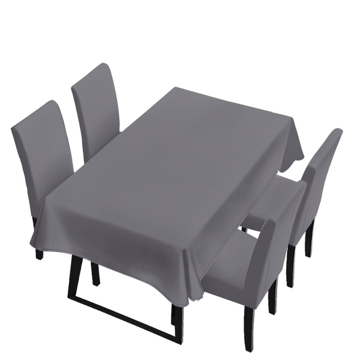 Light Grey 7 Pcs Tablecloth and Chair Covers Set Removable Chair Covers Set of 6 with Table Cover for Dining Room Washable Furniture Protector for Family Gathering Potluck