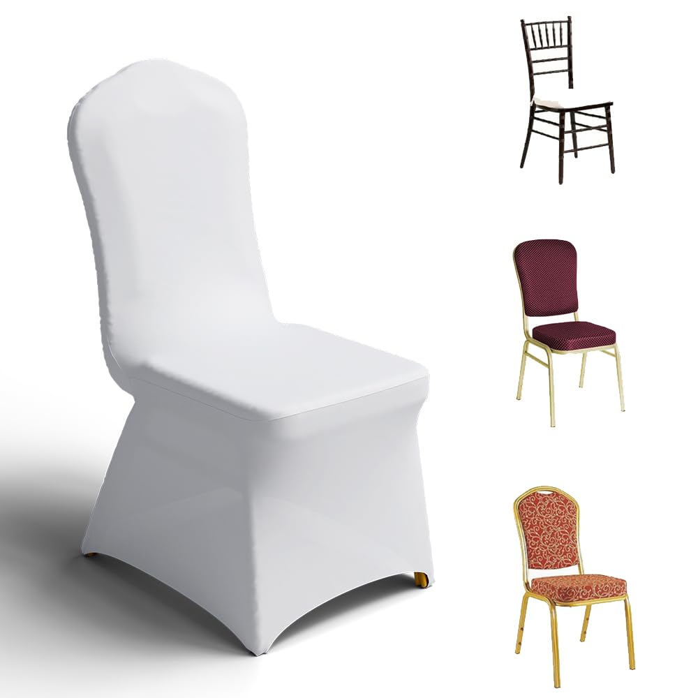 Trlyc White Spandex Chair Covers 100 Pcs for Wedding Party