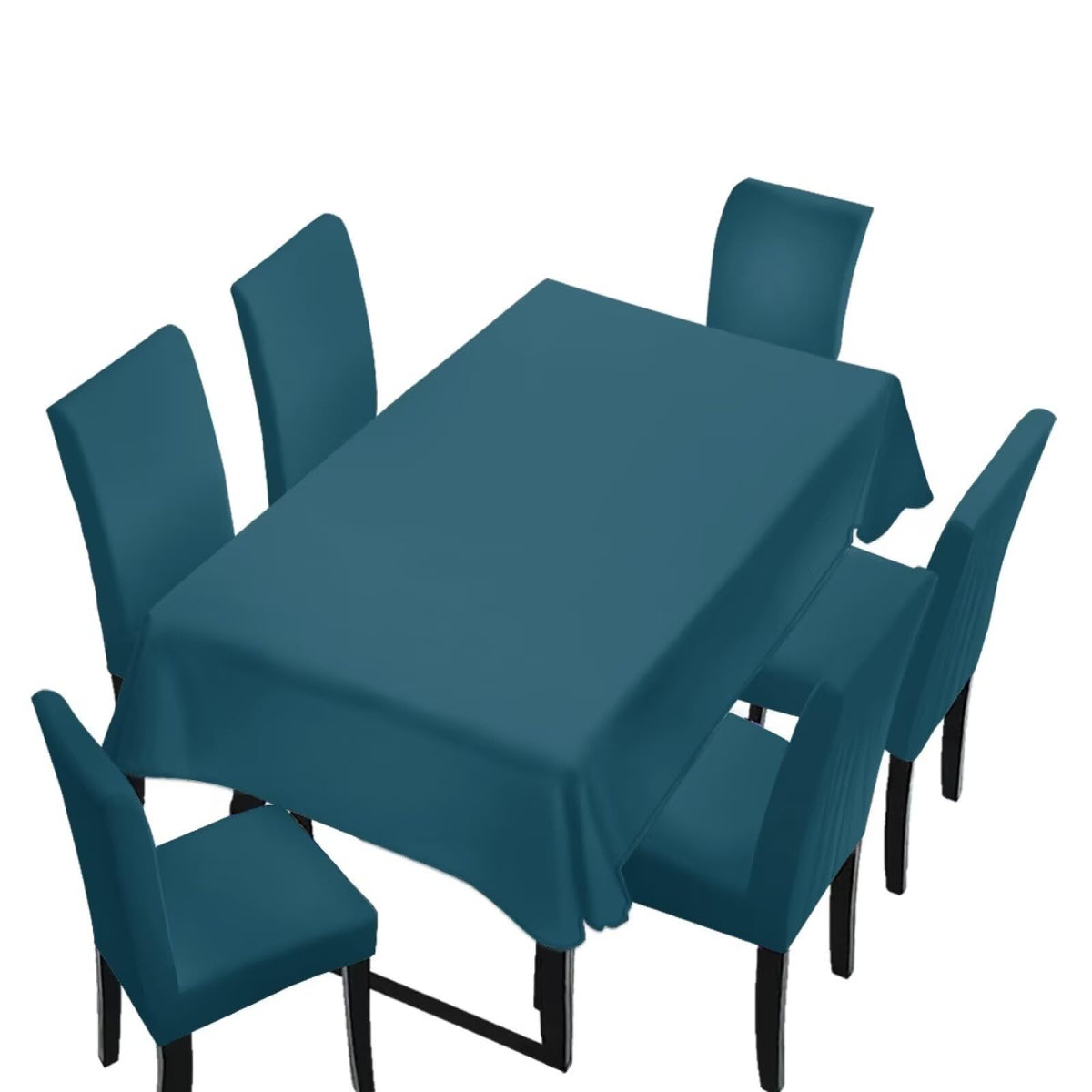 Light Grey 7 Pcs Tablecloth and Chair Covers Set Removable Chair Covers Set of 6 with Table Cover for Dining Room Washable Furniture Protector for Family Gathering Potluck