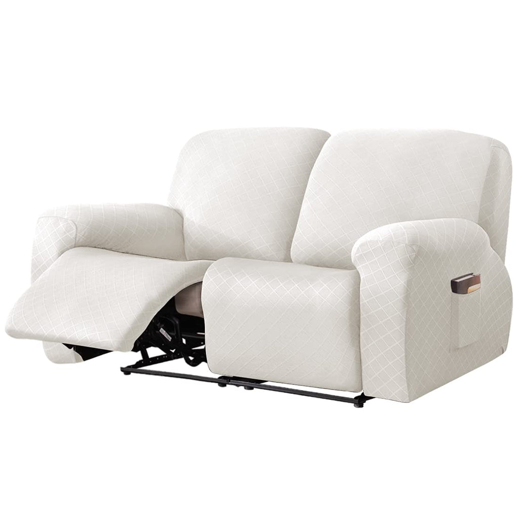 vctops Diamond Recliner Loveseat Slipcover 6-Pieces Stretch Dual Recliner Sofa Covers for 2 Seat Dual Reclining Loveseat Couch Soft Solid Furniture Protector (Dark Coffee,2 Seat)