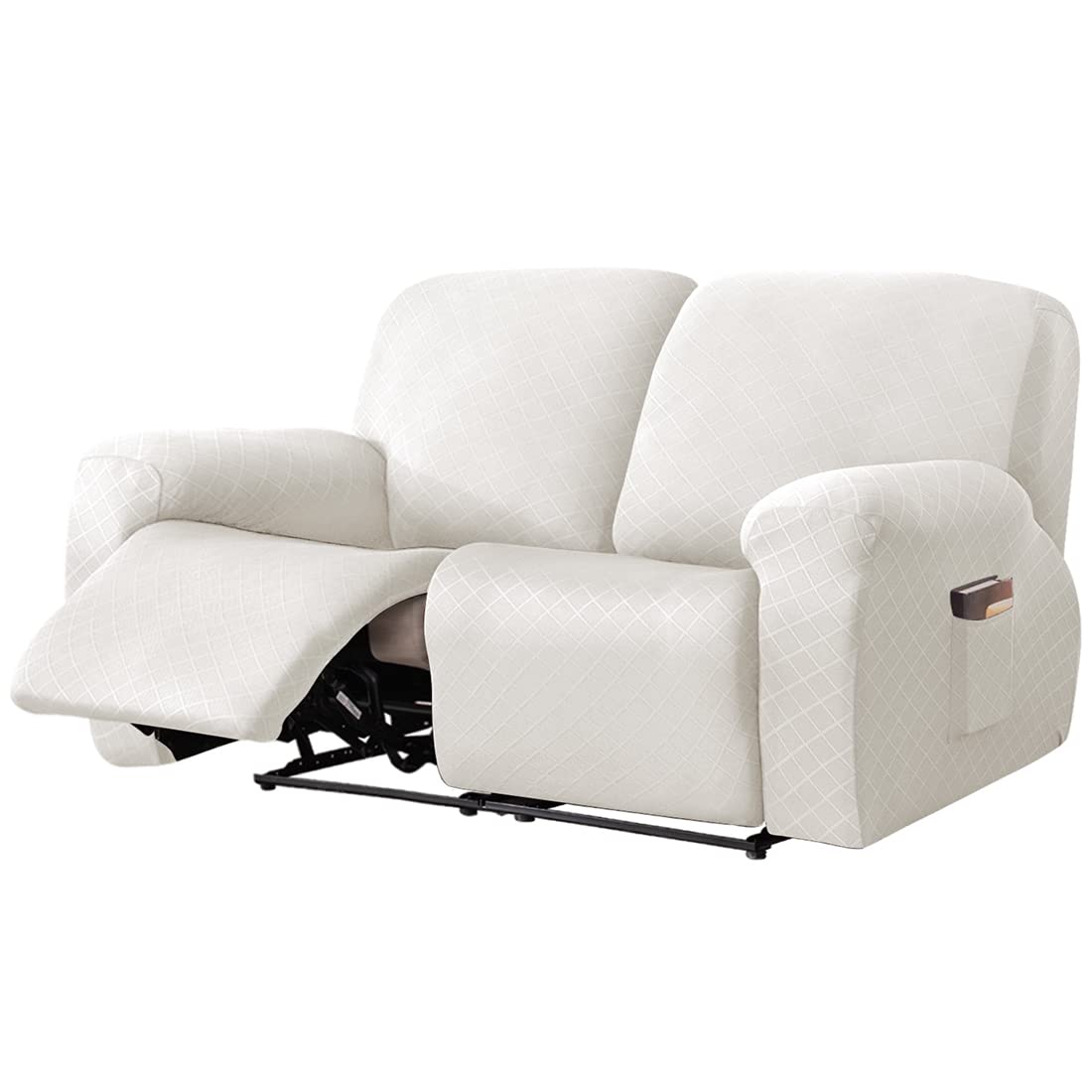 vctops Diamond Recliner Loveseat Slipcover 6-Pieces Stretch Dual Recliner Sofa Covers for 2 Seat Dual Reclining Loveseat Couch Soft Solid Furniture Protector (Dark Coffee,2 Seat)