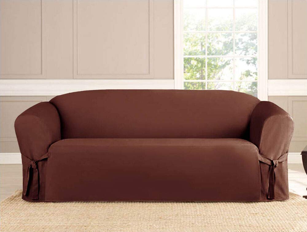 Linen Store Microsuede Furniture Slipcover, Couch Protector Machine Washable Loveseat Cover Perfect for Kids, Dogs, Pets (Taupe, Loveseat)