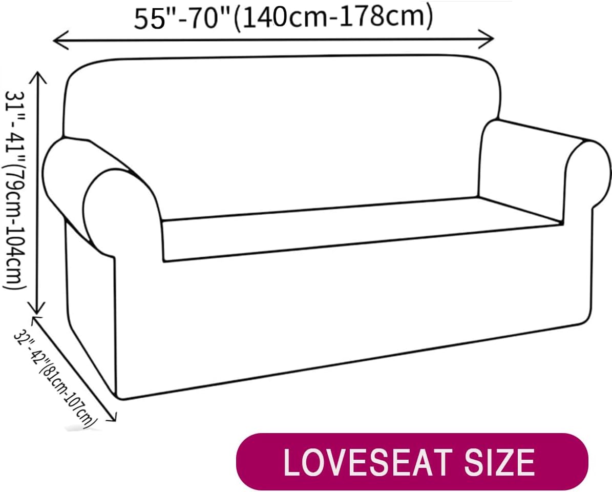 KAIJIE with Skirt 2-Seater Sofa Cover with Four Season Universal Polyester Fabric Jacquard Pattern Anti Slip and Anti pet Modern Furniture Protection Slipcover