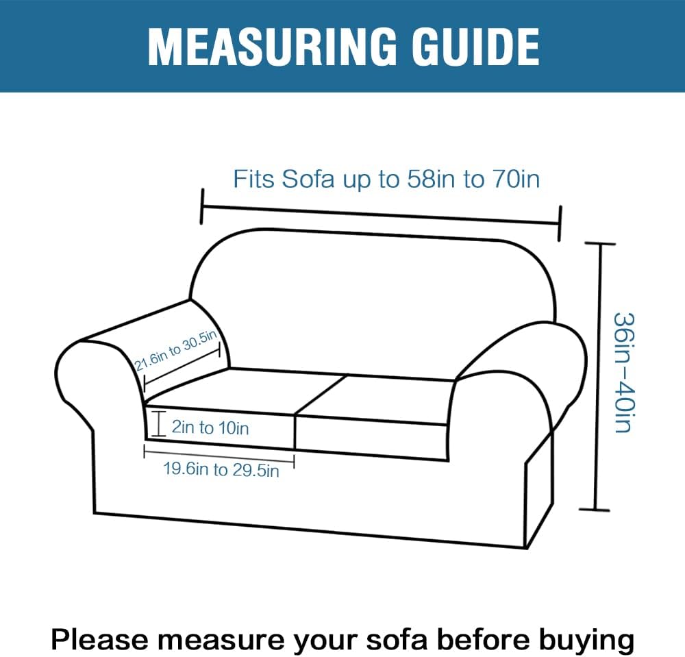 H.VERSAILTEX Stretch Sofa Covers for 3 Cushion Bundle 2 Cushion Loveseat Sofa Cover, Natrual