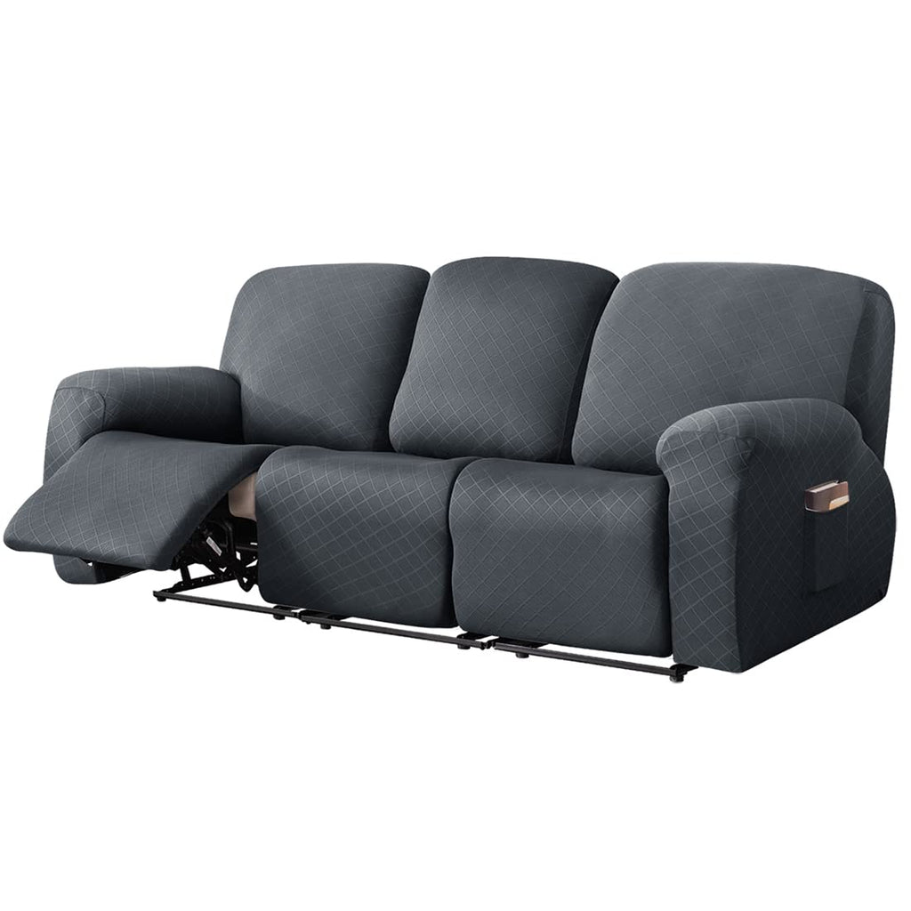vctops Diamond Recliner Loveseat Slipcover 6-Pieces Stretch Dual Recliner Sofa Covers for 2 Seat Dual Reclining Loveseat Couch Soft Solid Furniture Protector (Dark Coffee,2 Seat)