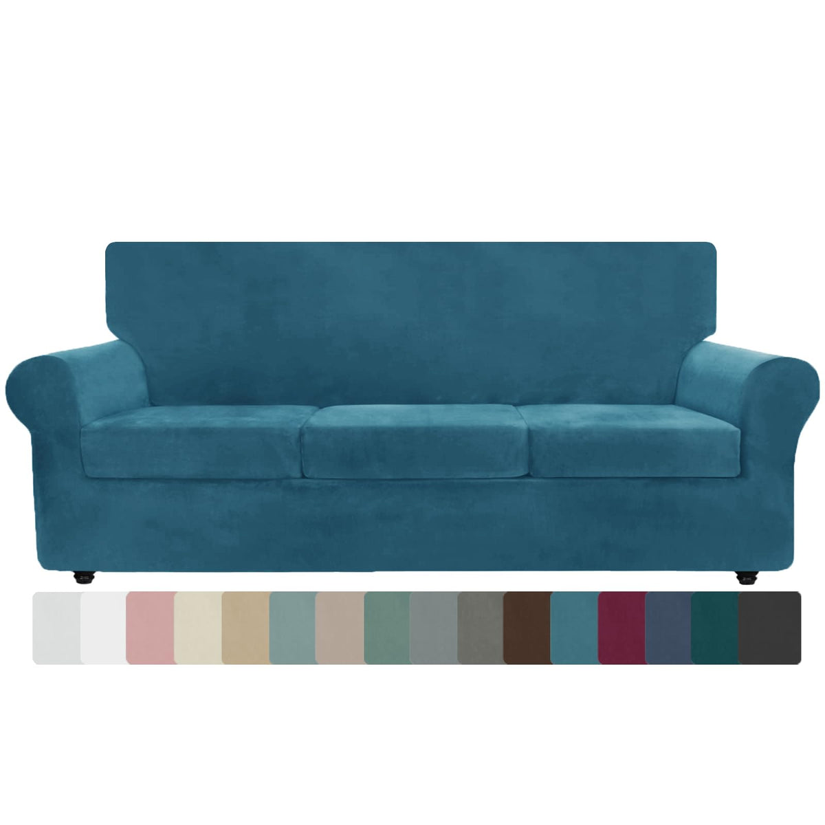 ZNSAYOTX 3-Piece Loveseat Slipcovers High Stretch Spandex Sofa Slip Cover Living Room Love Seat Couch Covers for 2 Cushion Couch Jacquard Small Checks Furniture Protector (Dark Grey, Loveseat)