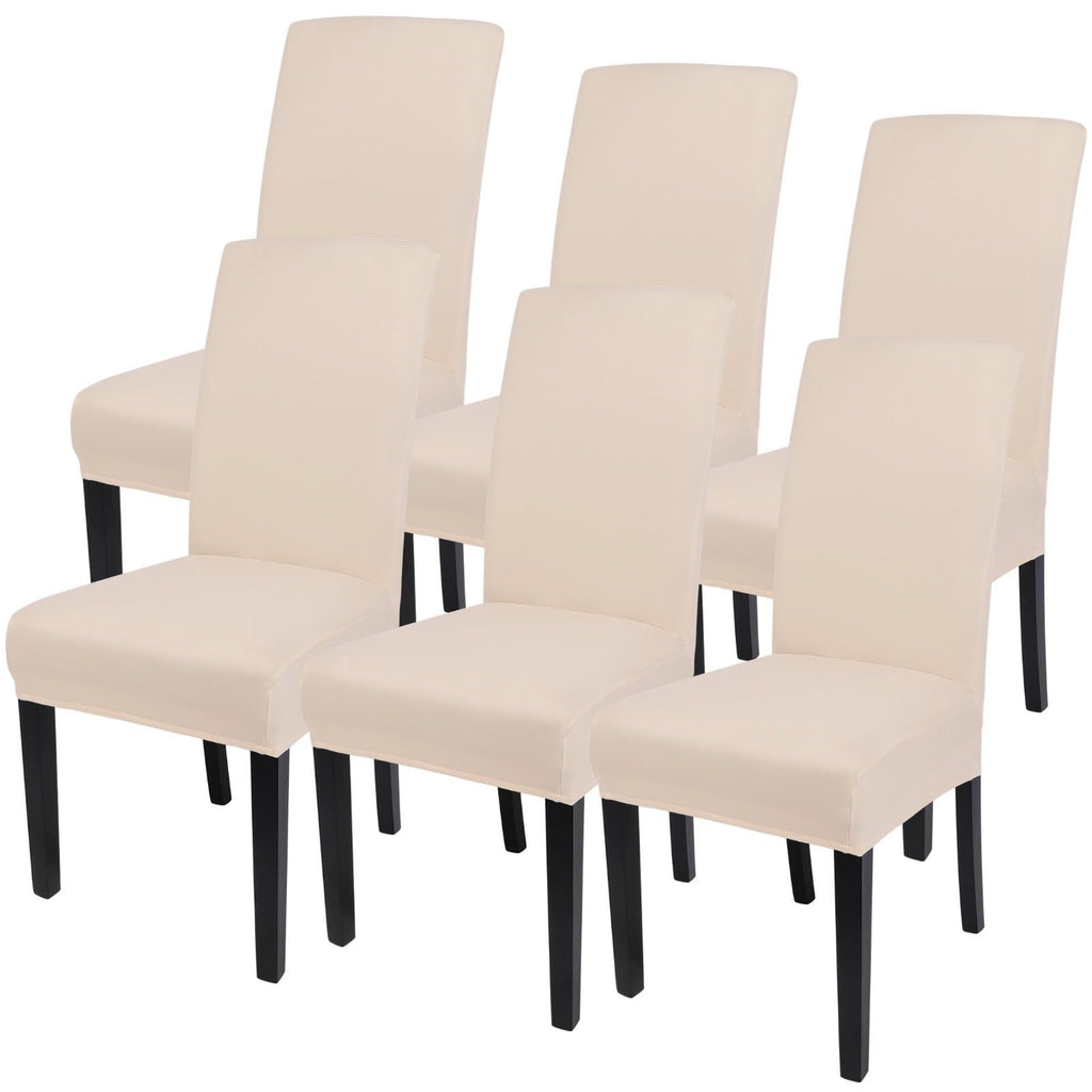 SearchI Dining Room Chair Covers Set of 6, Stretch Jacquard Parsons Chair Slipcovers Super Fit Removable Washable Kitchen Chair Protector Cover for Dining Room, Hotel, Ceremony (Beige Rhombus)