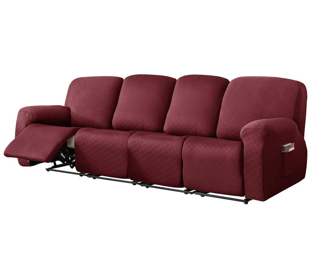 vctops Diamond Recliner Loveseat Slipcover 6-Pieces Stretch Dual Recliner Sofa Covers for 2 Seat Dual Reclining Loveseat Couch Soft Solid Furniture Protector (Dark Coffee,2 Seat)