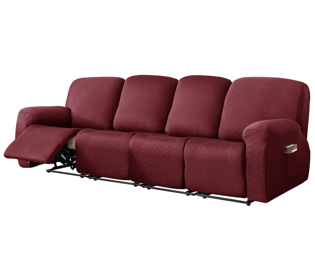 vctops Diamond Recliner Loveseat Slipcover 6-Pieces Stretch Dual Recliner Sofa Covers for 2 Seat Dual Reclining Loveseat Couch Soft Solid Furniture Protector (Dark Coffee,2 Seat)