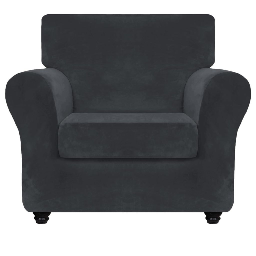 ZNSAYOTX 3-Piece Loveseat Slipcovers High Stretch Spandex Sofa Slip Cover Living Room Love Seat Couch Covers for 2 Cushion Couch Jacquard Small Checks Furniture Protector (Dark Grey, Loveseat)