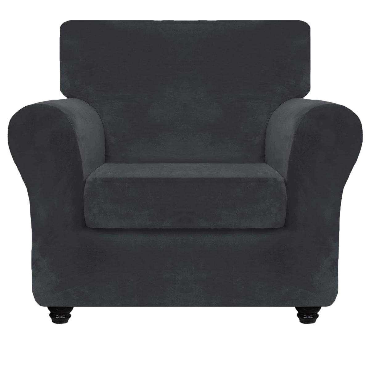 ZNSAYOTX 3-Piece Loveseat Slipcovers High Stretch Spandex Sofa Slip Cover Living Room Love Seat Couch Covers for 2 Cushion Couch Jacquard Small Checks Furniture Protector (Dark Grey, Loveseat)