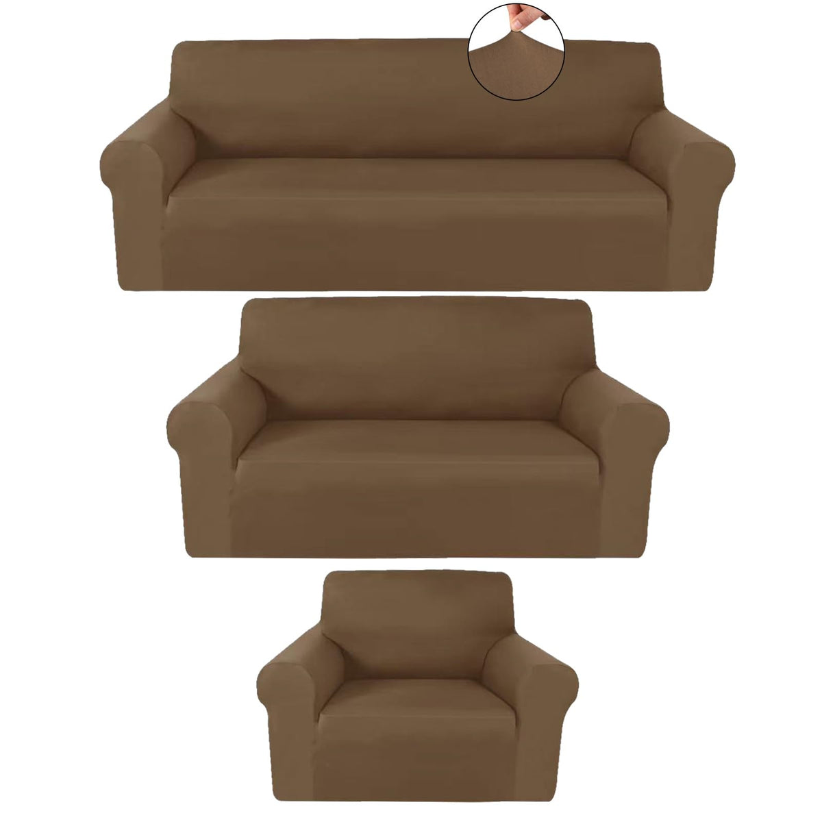 Peryiter 3 Pcs Couch and Loveseat Sofa Covers,Gray Dm,Milk Silk
