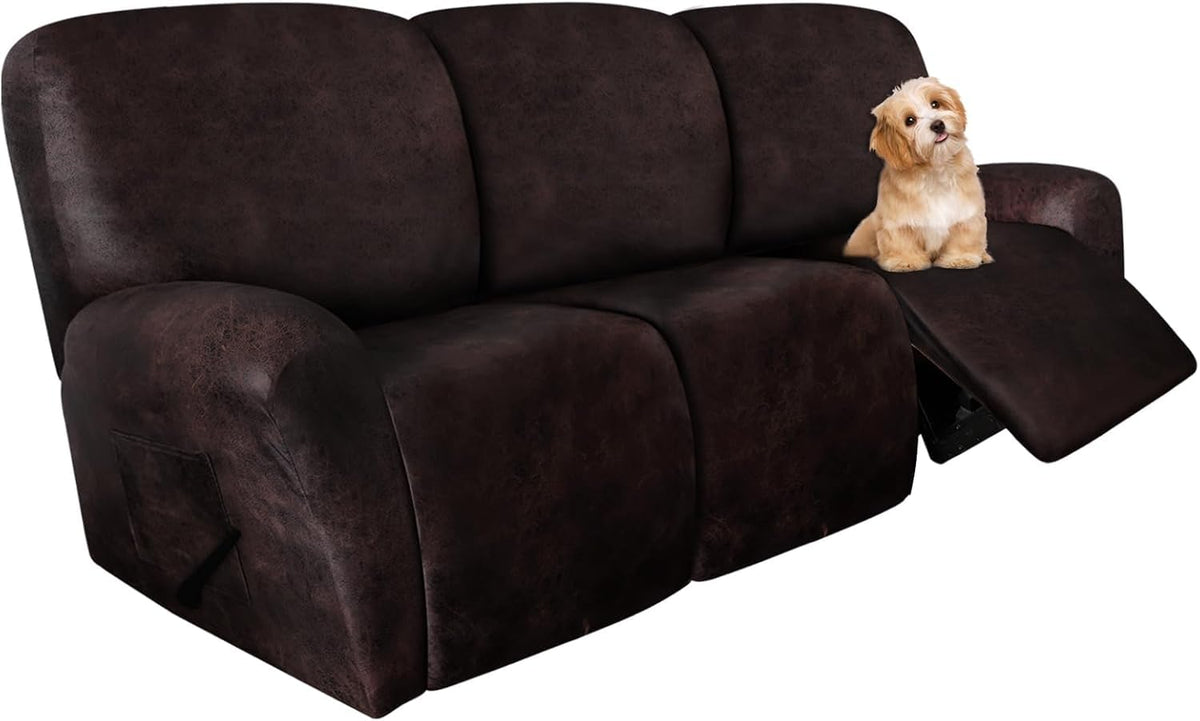 molasofa Leather Like Additional Recliner Console Cover for Reclining Loveseat Covers Stretch Jacquard Middle Consolefor Recliner Couch(Dark Brown)