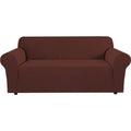 H.VERSAILTEX Stretch Couch Cover Loveseat Covers for 2 Cushion Couch Sofa Slipcover for Love Seat 1 Piece with Elastic Bottom, Checked Jacquard Fabric, Loveseat 58"-70" Wide, Butter Cream