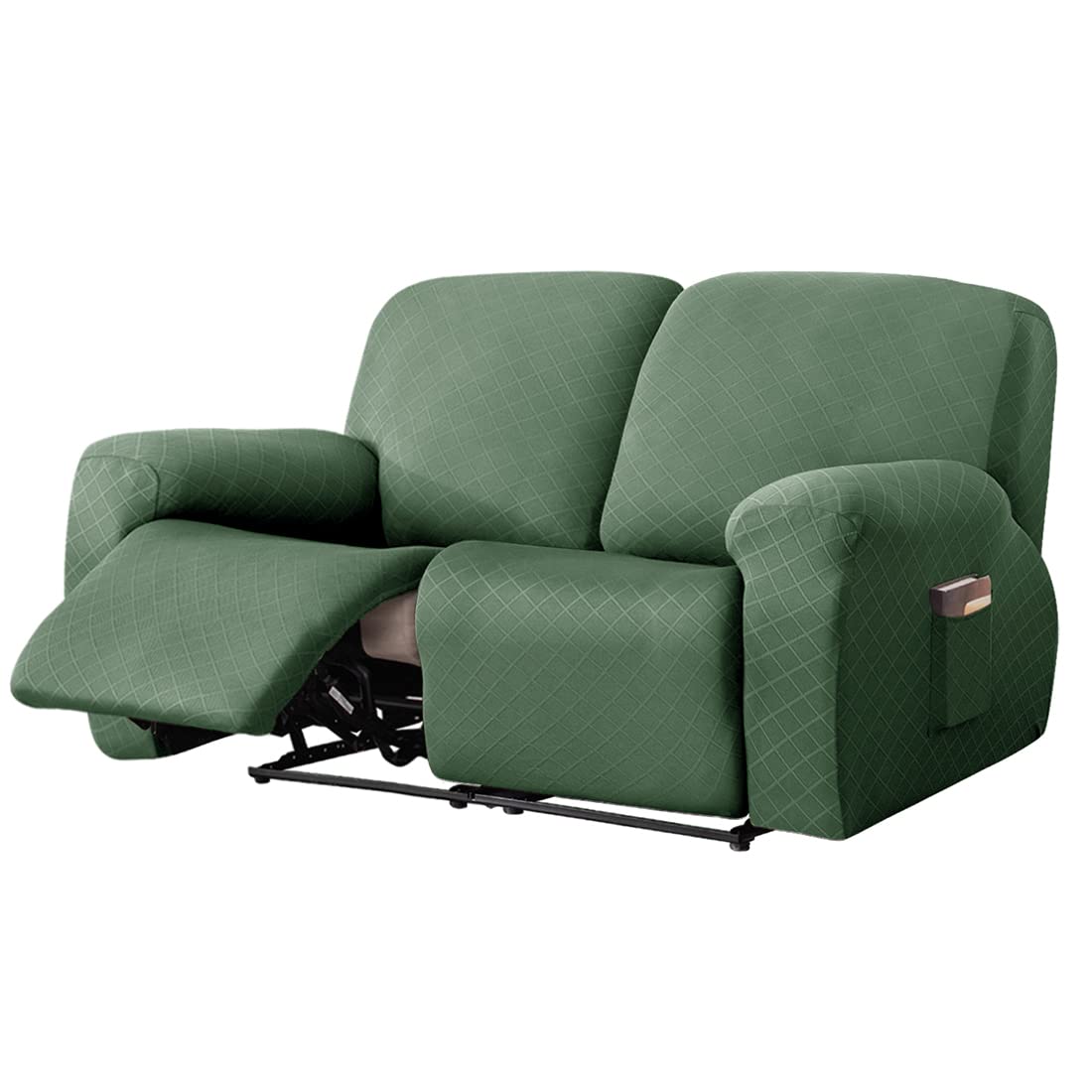 vctops Diamond Recliner Loveseat Slipcover 6-Pieces Stretch Dual Recliner Sofa Covers for 2 Seat Dual Reclining Loveseat Couch Soft Solid Furniture Protector (Dark Coffee,2 Seat)