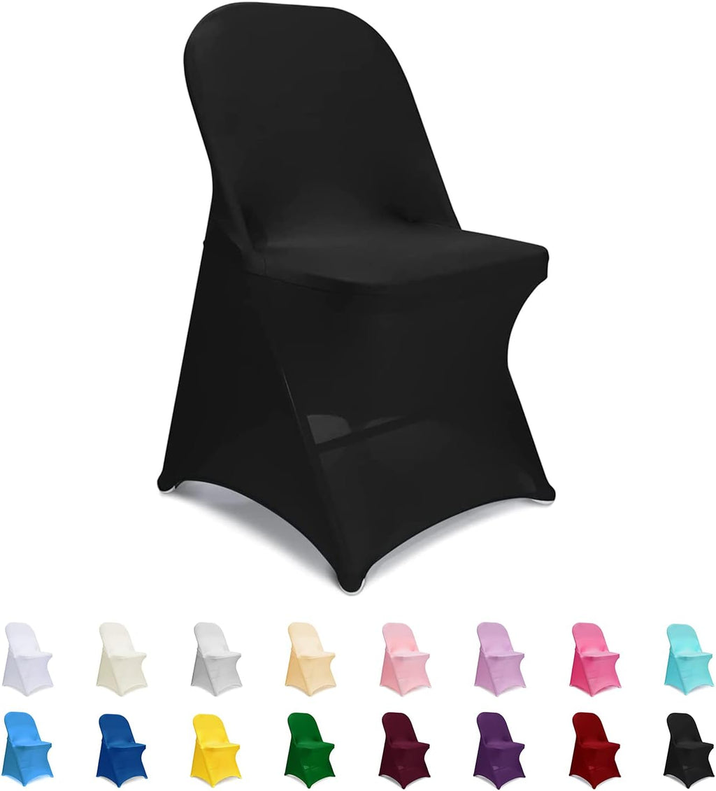 ManMengJi Spandex Folding Chair Covers, Black Folding Chair Slipcovers 6 PCS, Universal Fitted Chair Slipcovers for Wedding, Party, Banquet, Holidays, Celebration