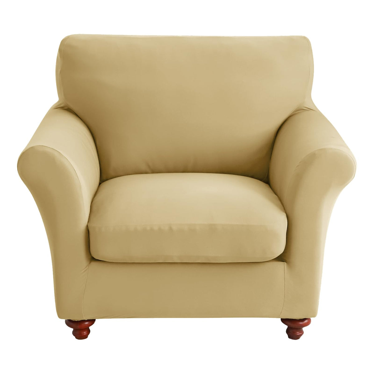 3 Pieces Sofa Covers for 2 Cushion Couch Velvet Embossing Camel Stretch Loveseat Couch Slipcovers with 2 Cushions Washable