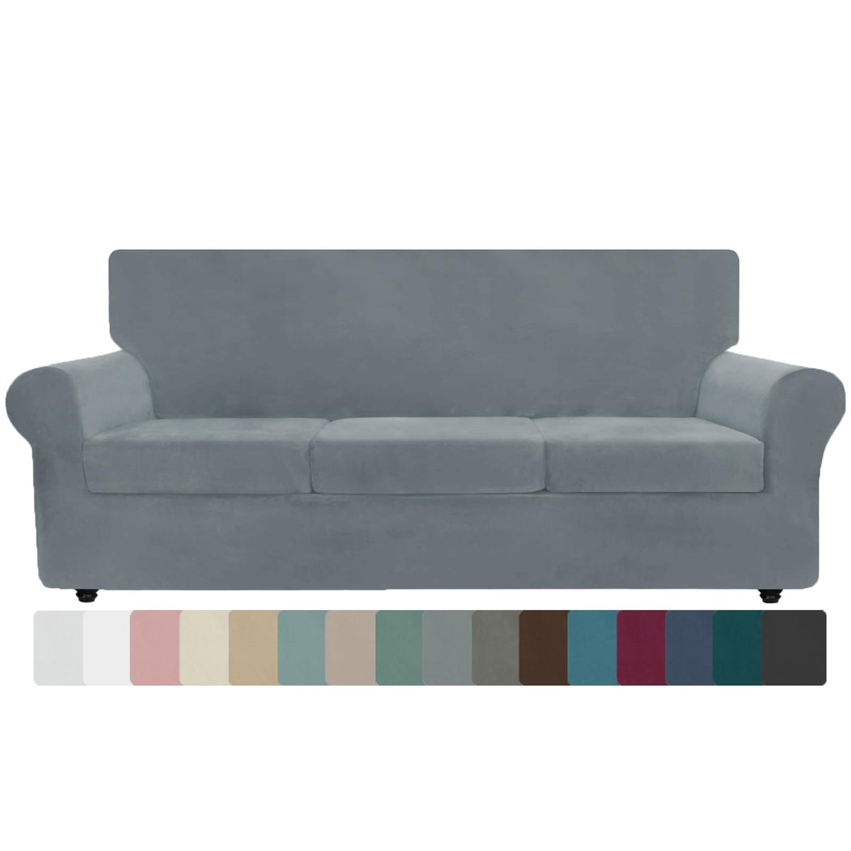 ZNSAYOTX 3-Piece Loveseat Slipcovers High Stretch Spandex Sofa Slip Cover Living Room Love Seat Couch Covers for 2 Cushion Couch Jacquard Small Checks Furniture Protector (Dark Grey, Loveseat)
