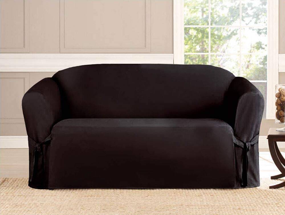 Linen Store Microsuede Furniture Slipcover, Couch Protector Machine Washable Loveseat Cover Perfect for Kids, Dogs, Pets (Taupe, Loveseat)