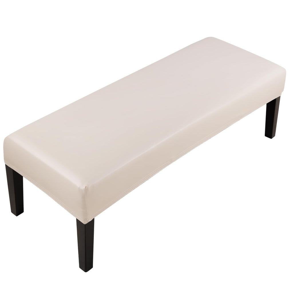 Fuloon Stretch Jacquard Dining Bench Cover - Anti-Dust Removable Bench Slipcover Washable Seat Cushion Protector for Bedroom, Kitchen, Hotel, Banquet (Beige)
