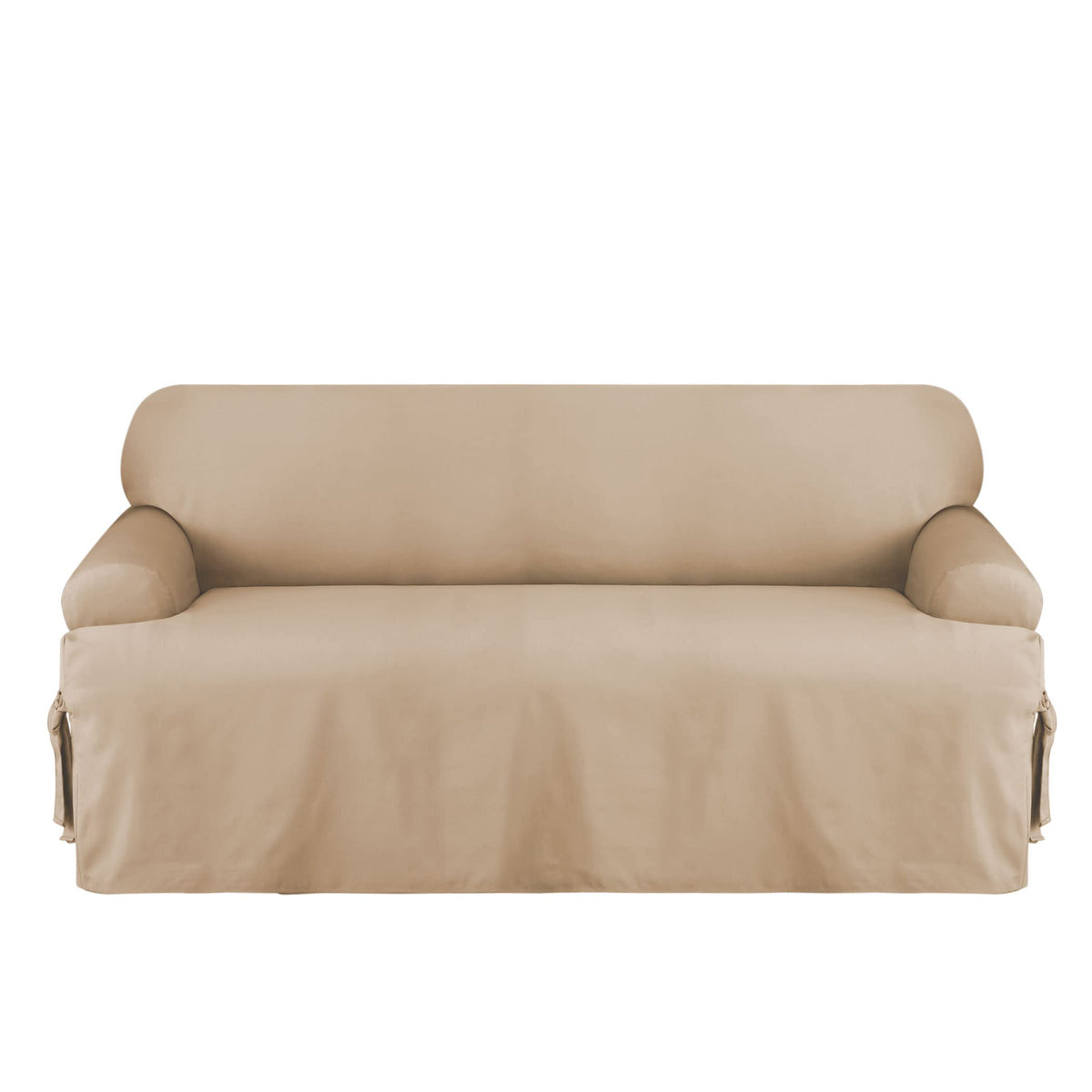 SureFit Cotton Duck Loveseat Box Cushion One Piece Slipcover, Furniture Cover, Relaxed Woven Fit, 100% Cotton, Machine Washable, Gray
