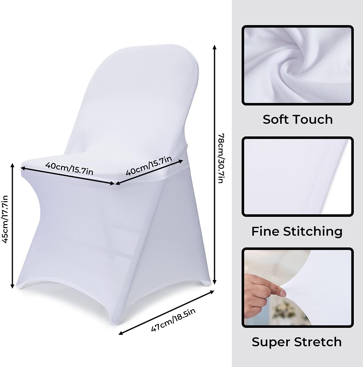 Babenest Stretch Spandex Folding Chair Covers for Wedding, 10PCS White