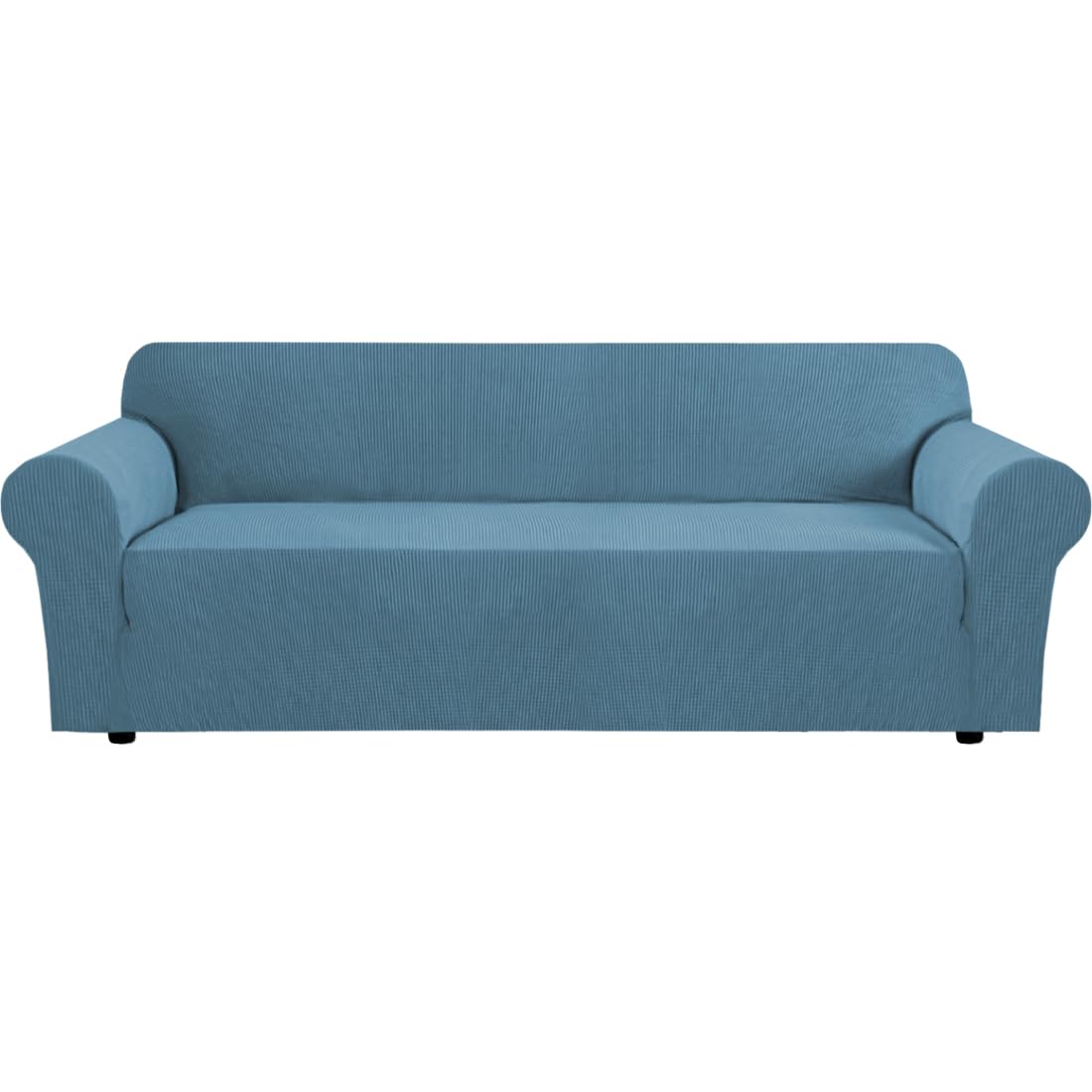 H.VERSAILTEX Stretch Couch Cover Loveseat Covers for 2 Cushion Couch Sofa Slipcover for Love Seat 1 Piece with Elastic Bottom, Checked Jacquard Fabric, Loveseat 58"-70" Wide, Butter Cream