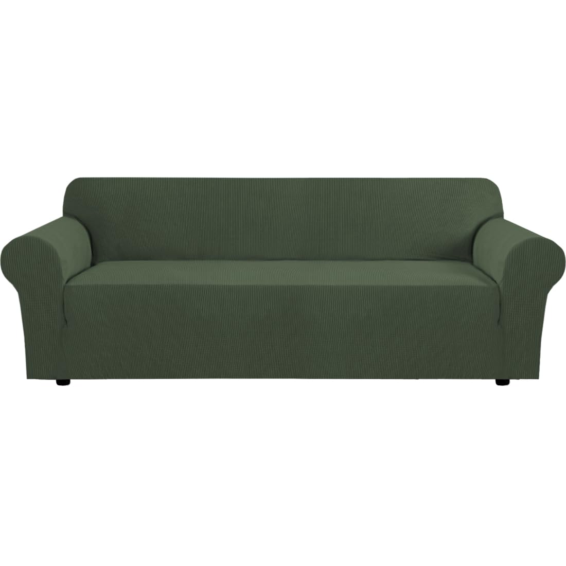 H.VERSAILTEX Stretch Couch Cover Loveseat Covers for 2 Cushion Couch Sofa Slipcover for Love Seat 1 Piece with Elastic Bottom, Checked Jacquard Fabric, Loveseat 58"-70" Wide, Butter Cream