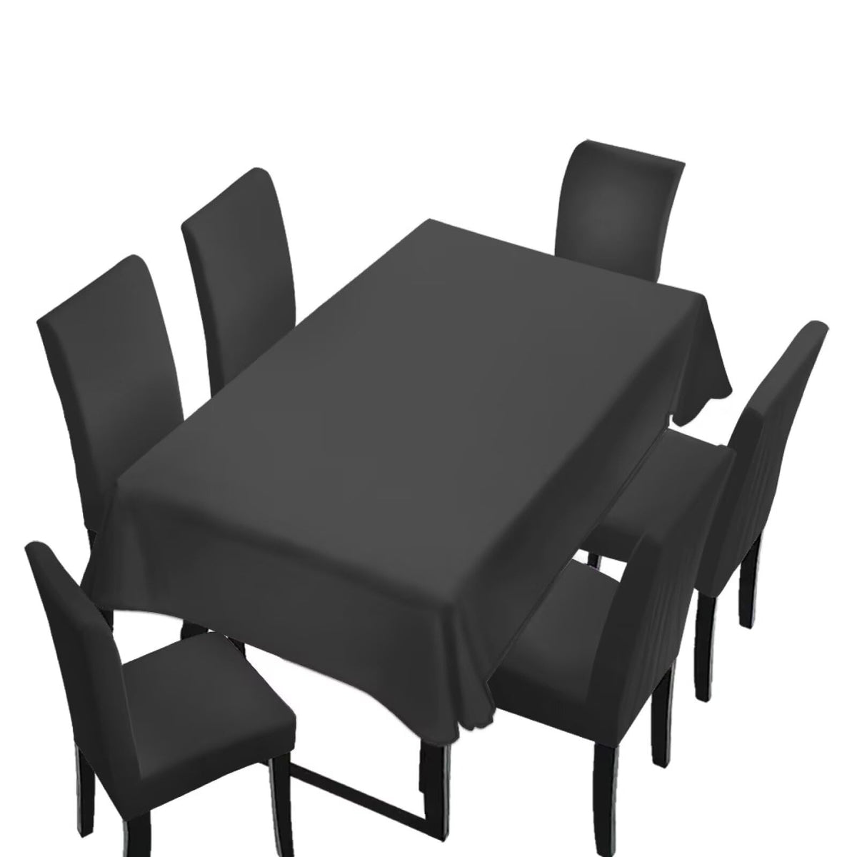 Light Grey 7 Pcs Tablecloth and Chair Covers Set Removable Chair Covers Set of 6 with Table Cover for Dining Room Washable Furniture Protector for Family Gathering Potluck