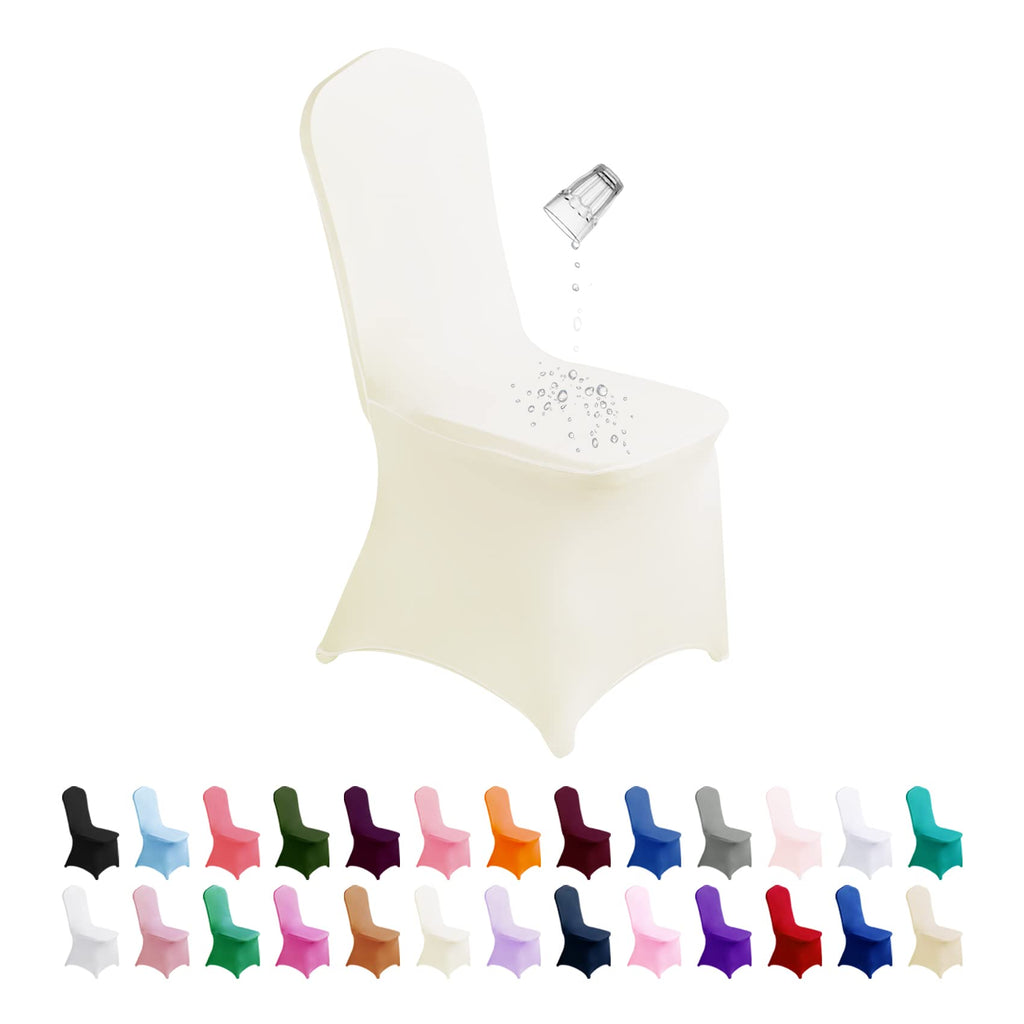 SuperO Waterproof Spandex Chair Cover 25PCS, Stretch Dining Chair Covers, Polyester Outdoor Chair Covers, Protector Stretch Chair Cover for Party Universal, Banquet, Wedding Event, Hotel(White)