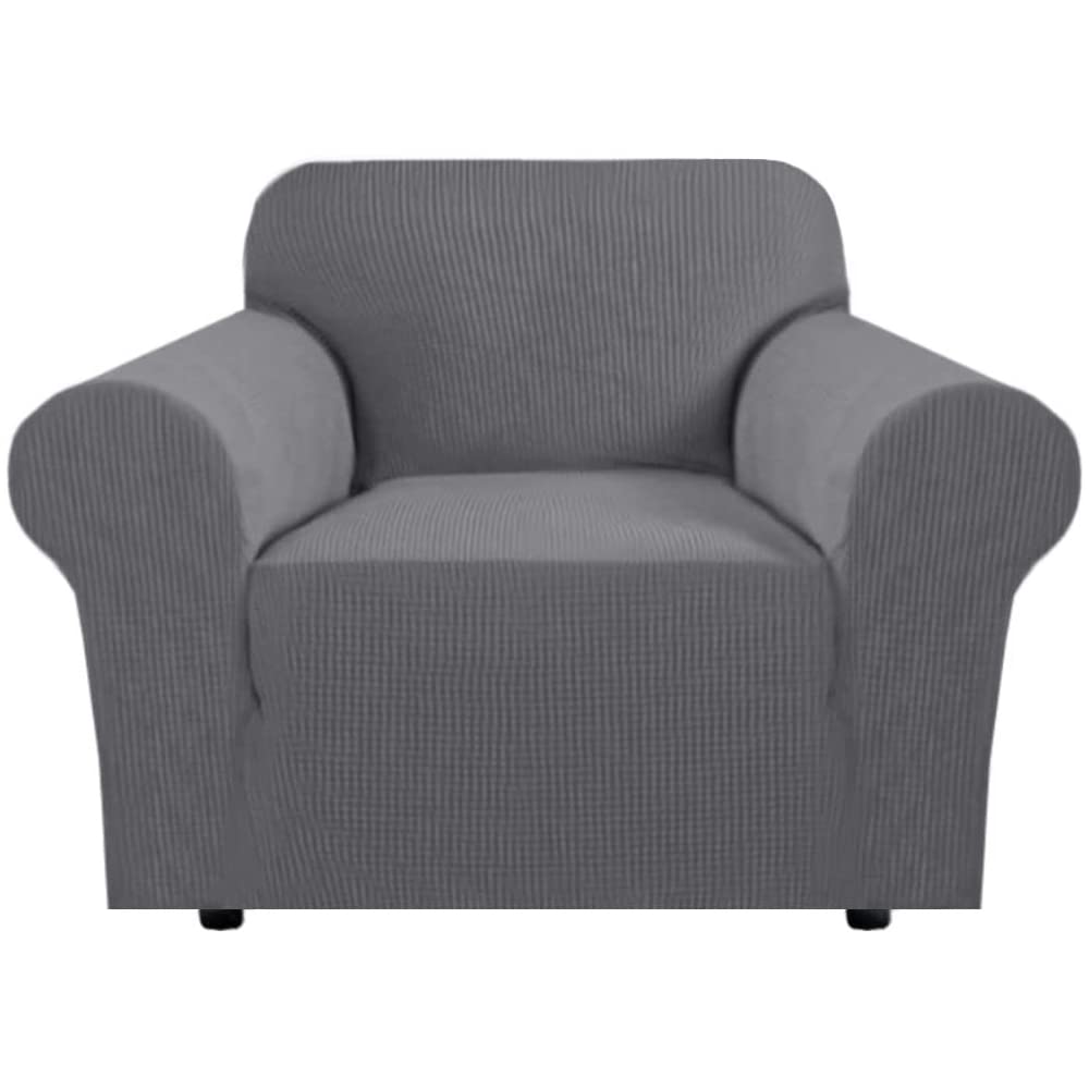 H.VERSAILTEX Stretch Couch Cover Loveseat Covers for 2 Cushion Couch Sofa Slipcover for Love Seat 1 Piece with Elastic Bottom, Checked Jacquard Fabric, Loveseat 58"-70" Wide, Butter Cream