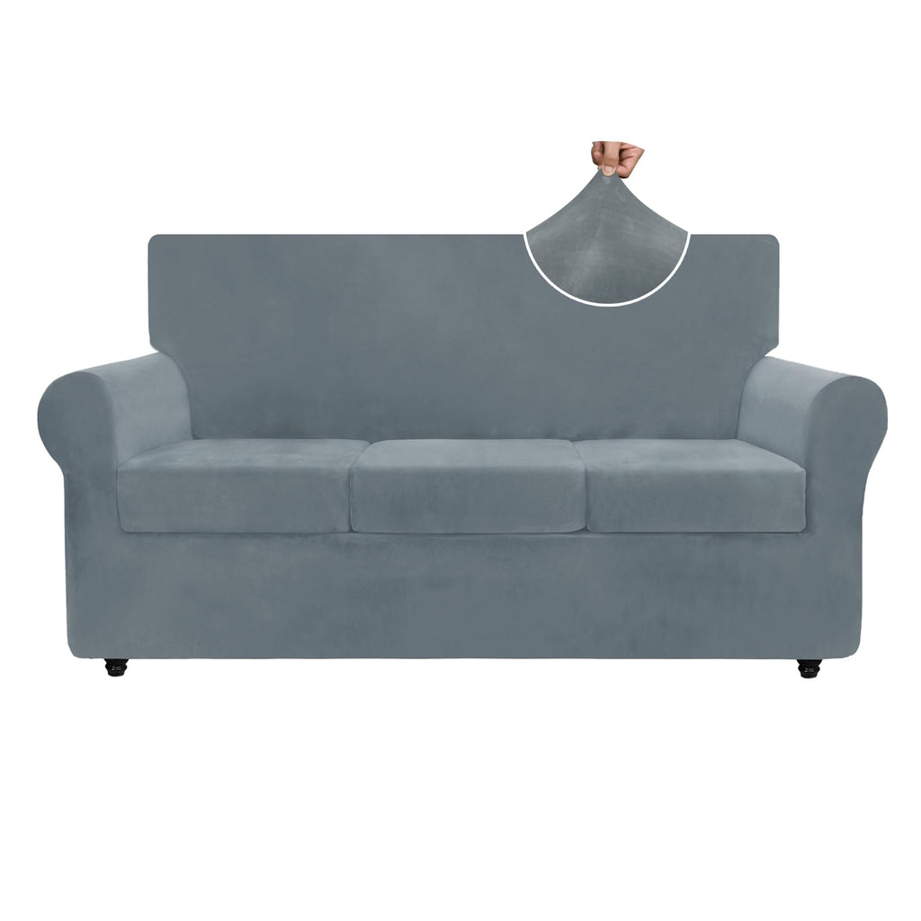ZNSAYOTX 3-Piece Loveseat Slipcovers High Stretch Spandex Sofa Slip Cover Living Room Love Seat Couch Covers for 2 Cushion Couch Jacquard Small Checks Furniture Protector (Dark Grey, Loveseat)