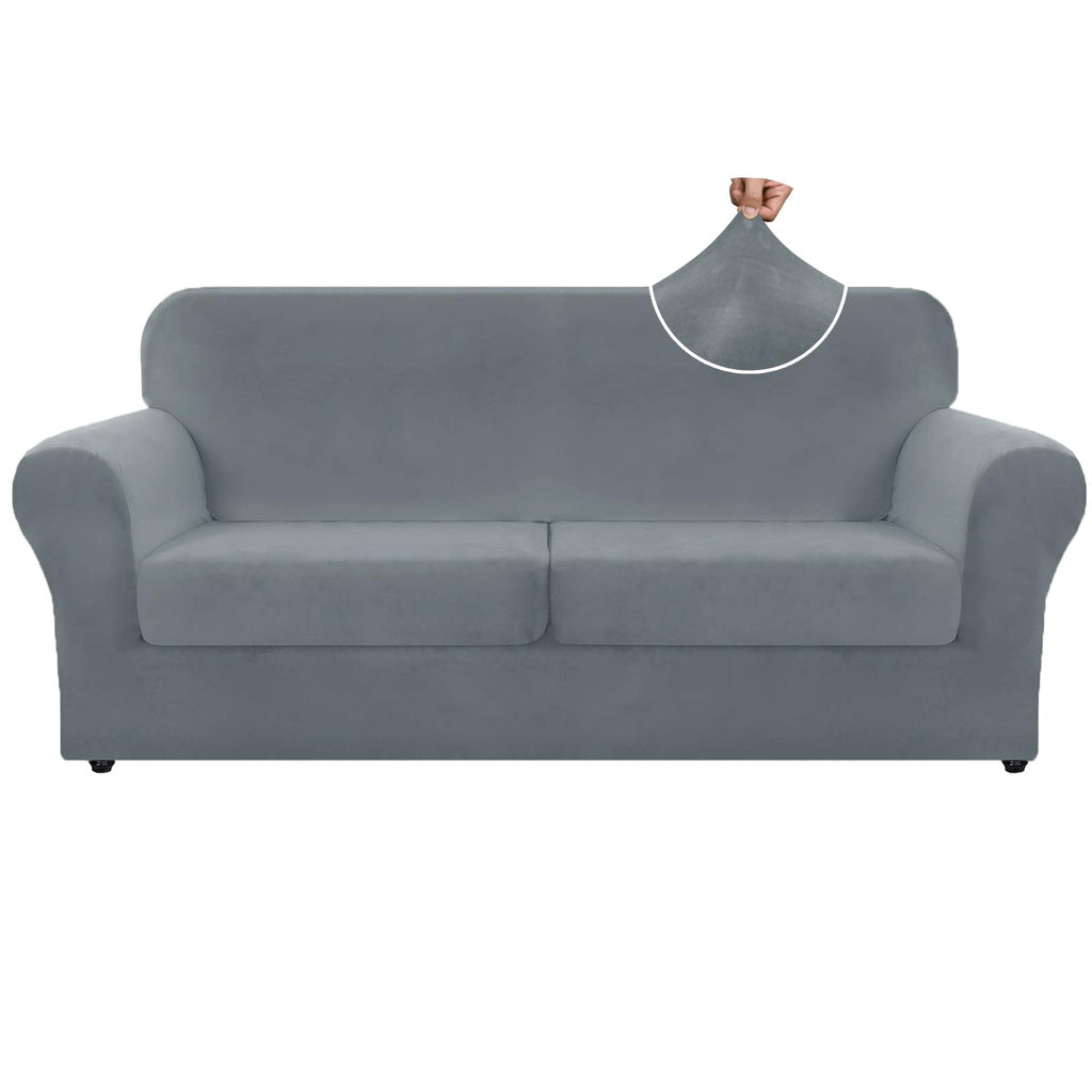 ZNSAYOTX 3-Piece Loveseat Slipcovers High Stretch Spandex Sofa Slip Cover Living Room Love Seat Couch Covers for 2 Cushion Couch Jacquard Small Checks Furniture Protector (Dark Grey, Loveseat)