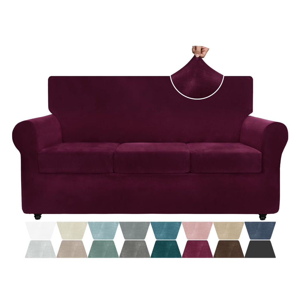 ZNSAYOTX 3-Piece Loveseat Slipcovers High Stretch Spandex Sofa Slip Cover Living Room Love Seat Couch Covers for 2 Cushion Couch Jacquard Small Checks Furniture Protector (Dark Grey, Loveseat)