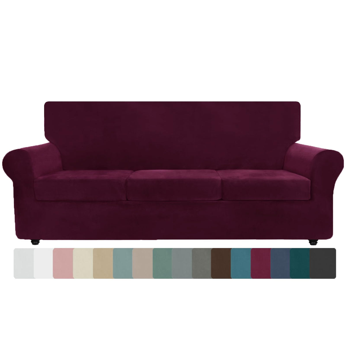 ZNSAYOTX 3-Piece Loveseat Slipcovers High Stretch Spandex Sofa Slip Cover Living Room Love Seat Couch Covers for 2 Cushion Couch Jacquard Small Checks Furniture Protector (Dark Grey, Loveseat)