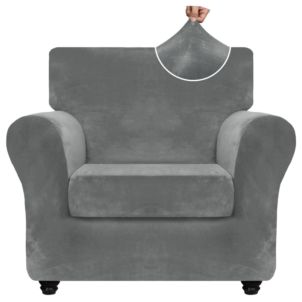 ZNSAYOTX 3-Piece Loveseat Slipcovers High Stretch Spandex Sofa Slip Cover Living Room Love Seat Couch Covers for 2 Cushion Couch Jacquard Small Checks Furniture Protector (Dark Grey, Loveseat)