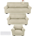 Peryiter 3 Pcs Couch and Loveseat Sofa Covers,Gray Dm,Milk Silk