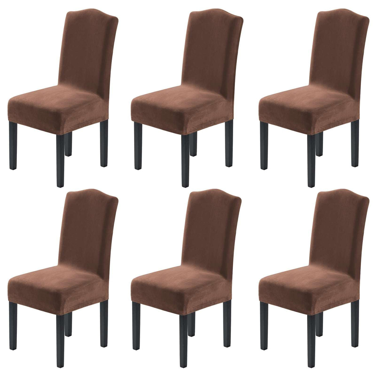 H.VERSAILTEX Dining Chair Covers Velvet Stretch Chair Covers for Dining Room Set of 6 Parson Chair Slipcovers Chair Protectors Covers, Soft Thick Solid Velvet Fabric Washable, Ivory