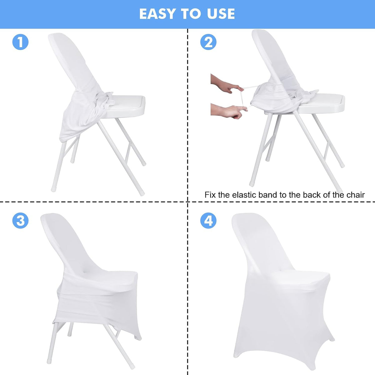 Fixwal 36 Pcs White Folding Chair Covers Spandex Stretch Slipcover