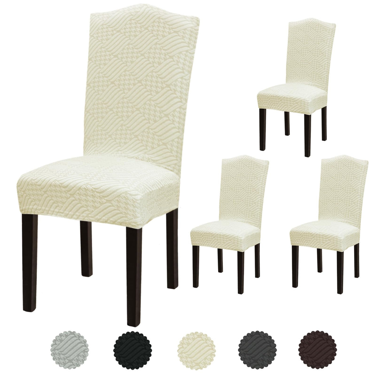 Stretch Dining Room Chair Covers Set of 6, Removable Washable Chair Covers for Dining Chairs,Dining Room, Hotel, Ceremony
