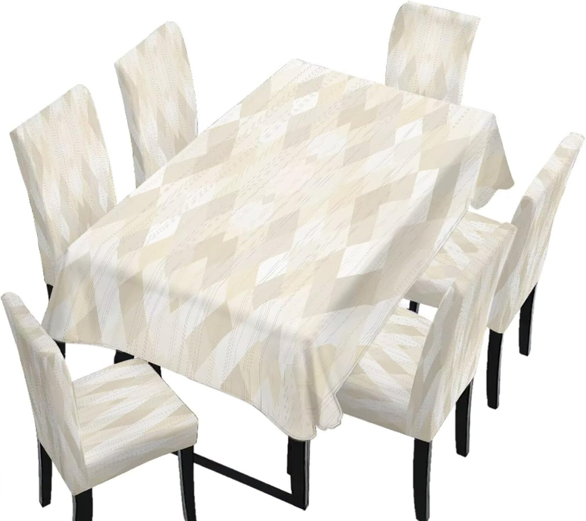 Polynesia Dining Room Chair Cover with Tablecloths 5 Pack, Scratch-Resistant Washable Parsons Chair Slipcovers Removable Table Cloth for Kitchen, Plumeria Floral Monstera Leaf Print Blue