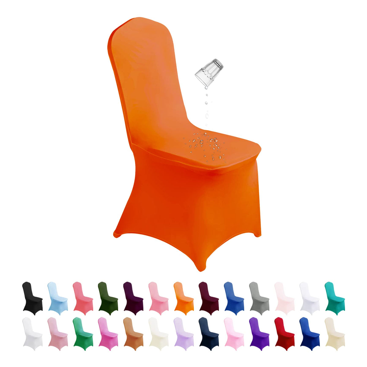 SuperO Waterproof Spandex Chair Cover 25PCS, Stretch Dining Chair Covers, Polyester Outdoor Chair Covers, Protector Stretch Chair Cover for Party Universal, Banquet, Wedding Event, Hotel(White)