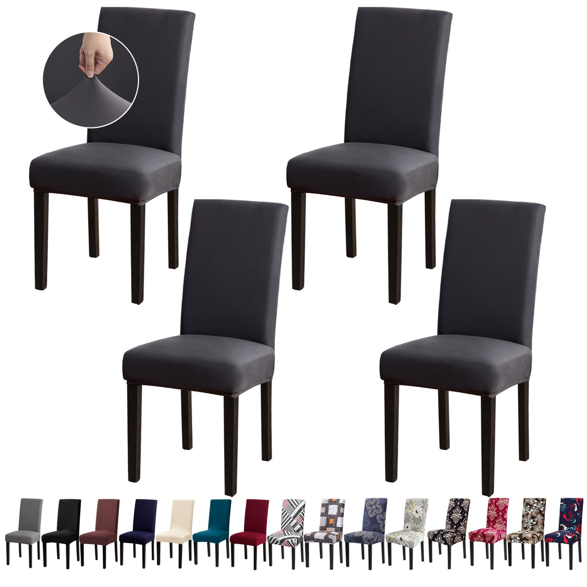 Chair Covers, Stretch Dining Room Chair Covers Set of 6, Removable Washable Dining Chair Slipcovers for Home, Hotel, Banquet