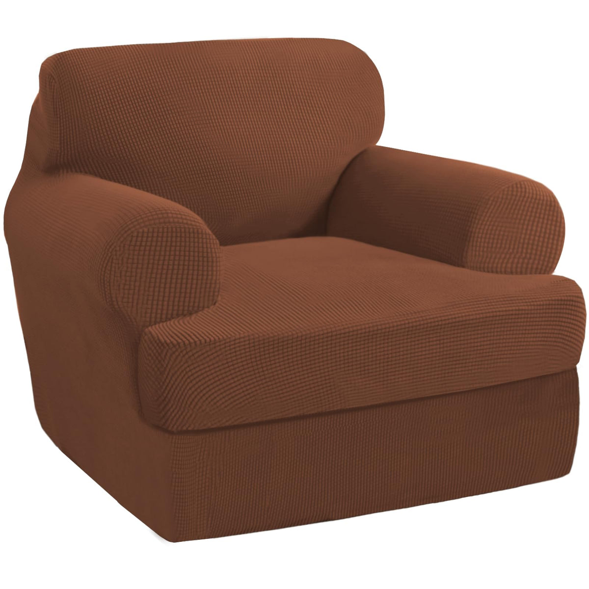 PrinceDeco T Cushion Loveseat Slipcover - 3 Pieces Sofa Cover for 2 Cushion Couch with 2 Individual T Shape Seat Covers Width Up to 76 Inch - Stretch, Machine Washable, Porcelain