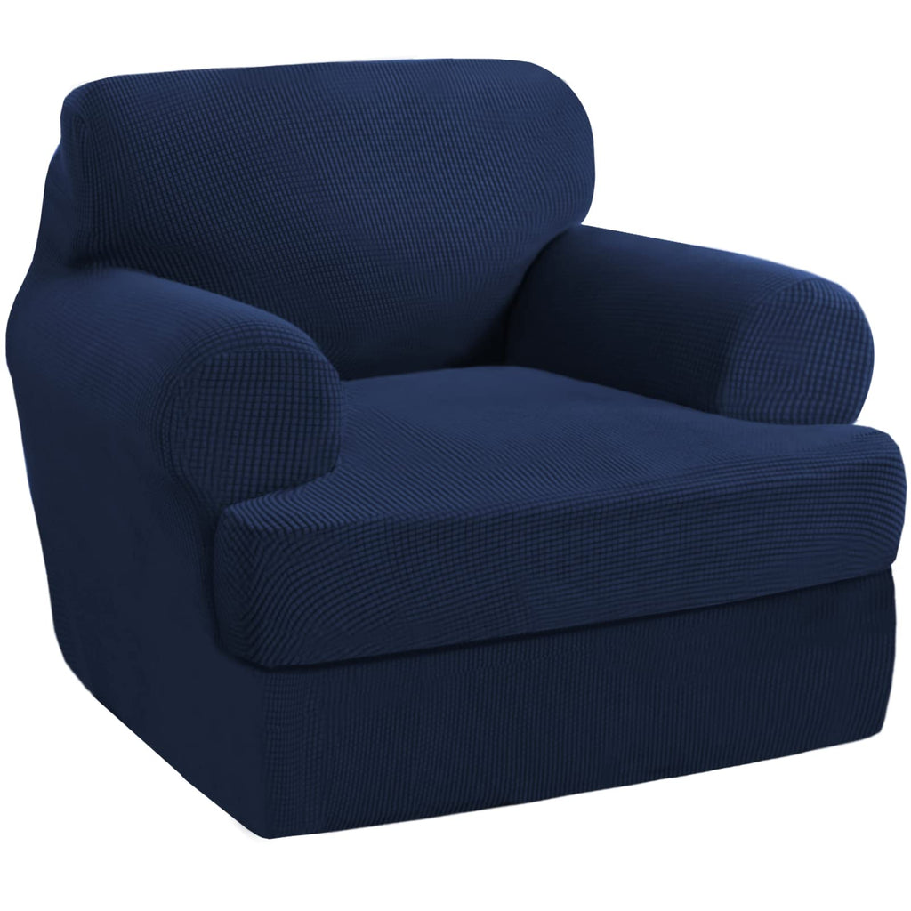 PrinceDeco T Cushion Loveseat Slipcover - 3 Pieces Sofa Cover for 2 Cushion Couch with 2 Individual T Shape Seat Covers Width Up to 76 Inch - Stretch, Machine Washable, Porcelain