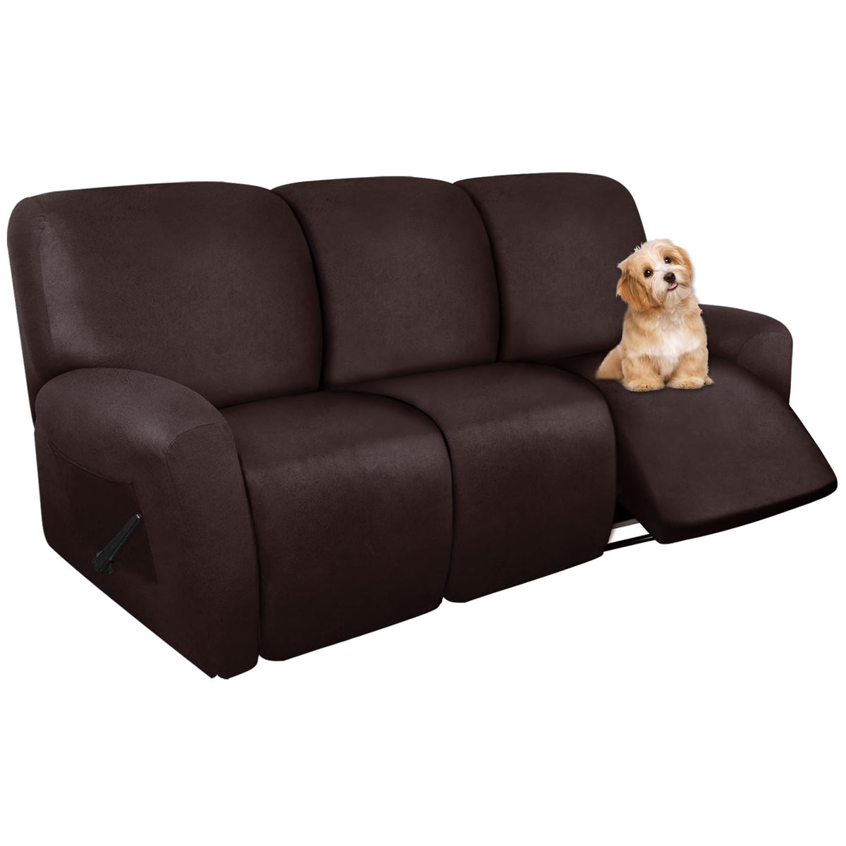 molasofa Leather Like Additional Recliner Console Cover for Reclining Loveseat Covers Stretch Jacquard Middle Consolefor Recliner Couch(Dark Brown)