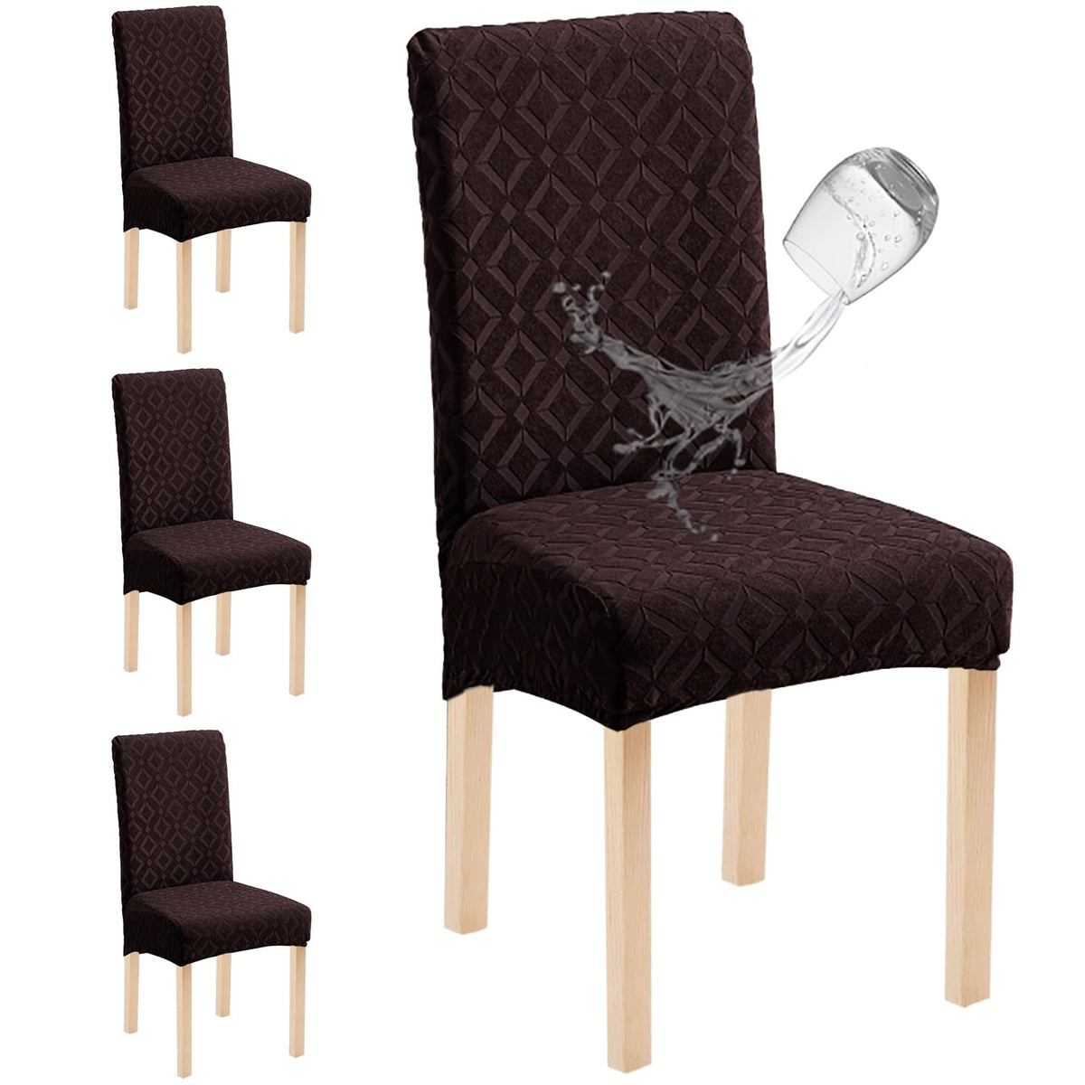 Genina Waterproof Dining Chair Covers Set of 4, Stretch Chair Slipcovers