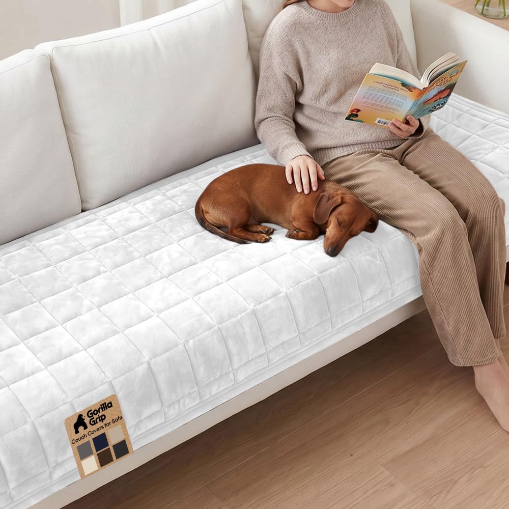 GORILLA GRIP Slip and Leak Resistant Plush Loveseat Cover, Brown