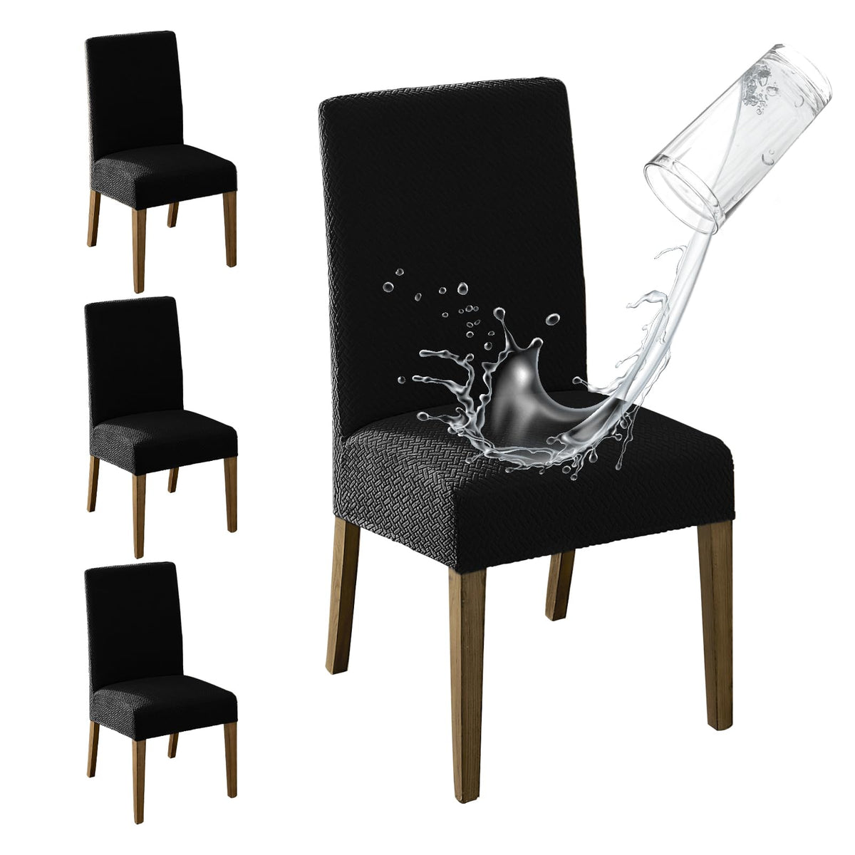 MOSAYT 100% Waterproof Dining Room Chair Covers Set of 4, Beige